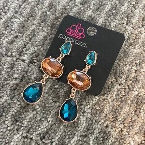 Paparazzi Teal and Amber Drop Earrings